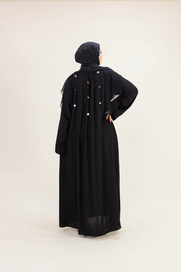 Noir Mystique - Black Abaya with Back Detailing - Image 3